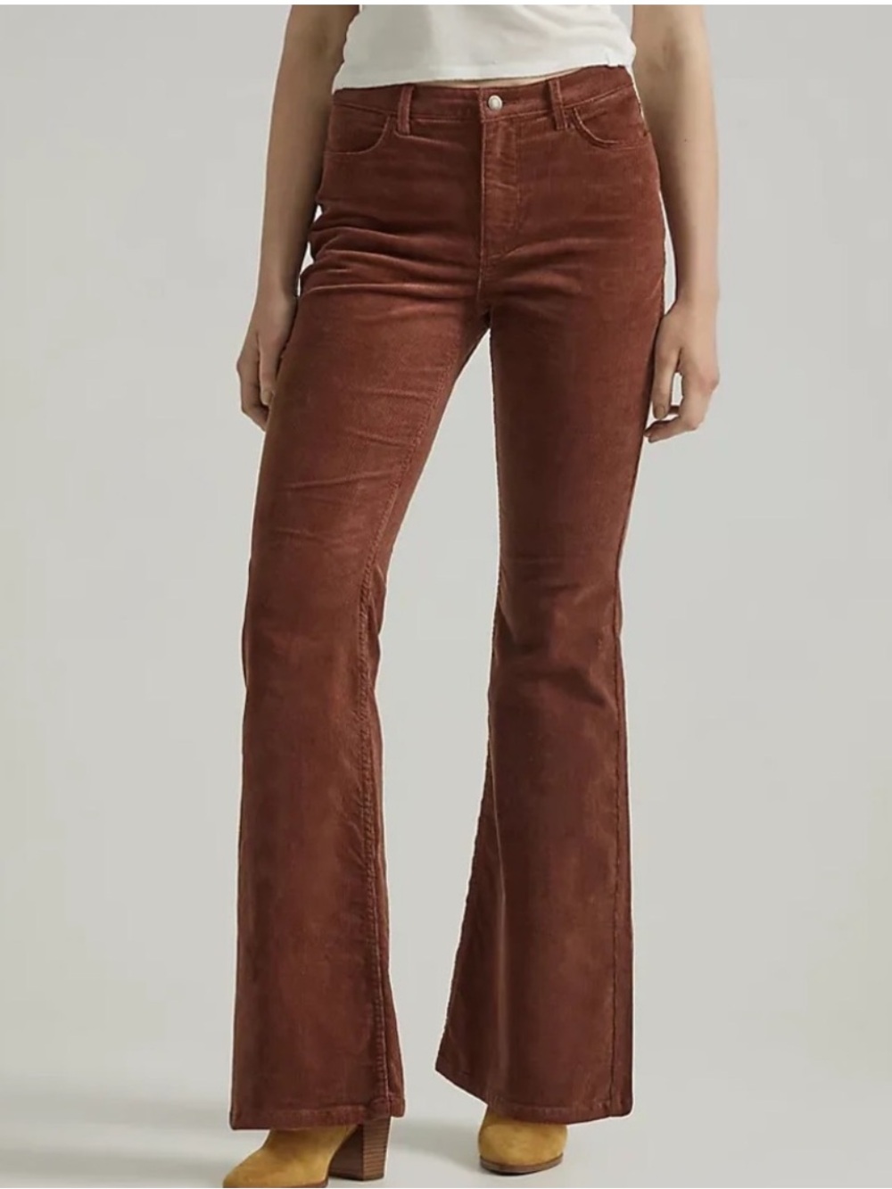 WRANGLER High Rise Fierce Flare Brown Corduroy Jeans 10x32